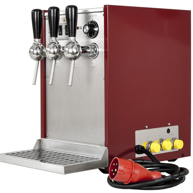 Heißgetränkegerät/Glühwein Glühwein/- Heißgetränkegerät in rot mit drei Zapfhähnen